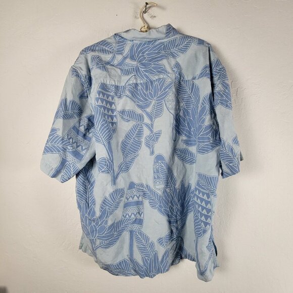 Tori Richard Men's Large Blue Tropical Short Sleeve Button Up Hawaiian Shirt - Picture 2 of 8